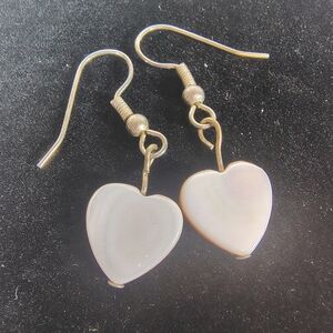 Heart Drop Mother-of-Pearl Earrings in White